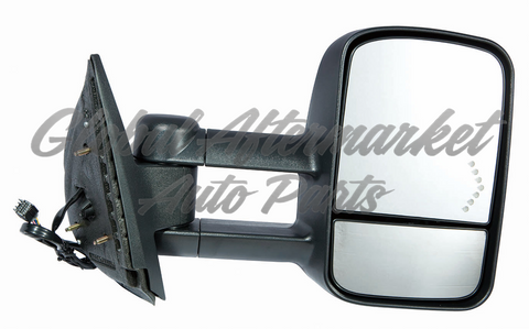 DOOR MIRROR RH POWER HTD TEXXTURED TRAILER TOW TYPE TELESCOPIC W/SIGNAL MANUAL FOLDING