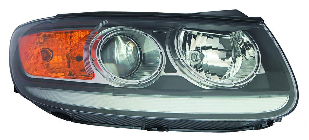 HEAD LAMP RH HALOGEN W/CLEAR LOWER REFLECTOR BLACK BEZEL CAPA