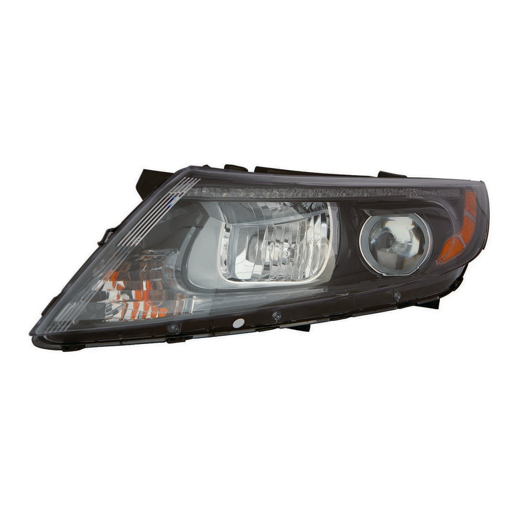 HEAD LAMP LH HALOGEN BLACK BEZEL W/LED USA BUILT