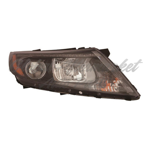 HEAD LAMP RH HALOGEN BLACK BEZEL W/LED USA BUILT
