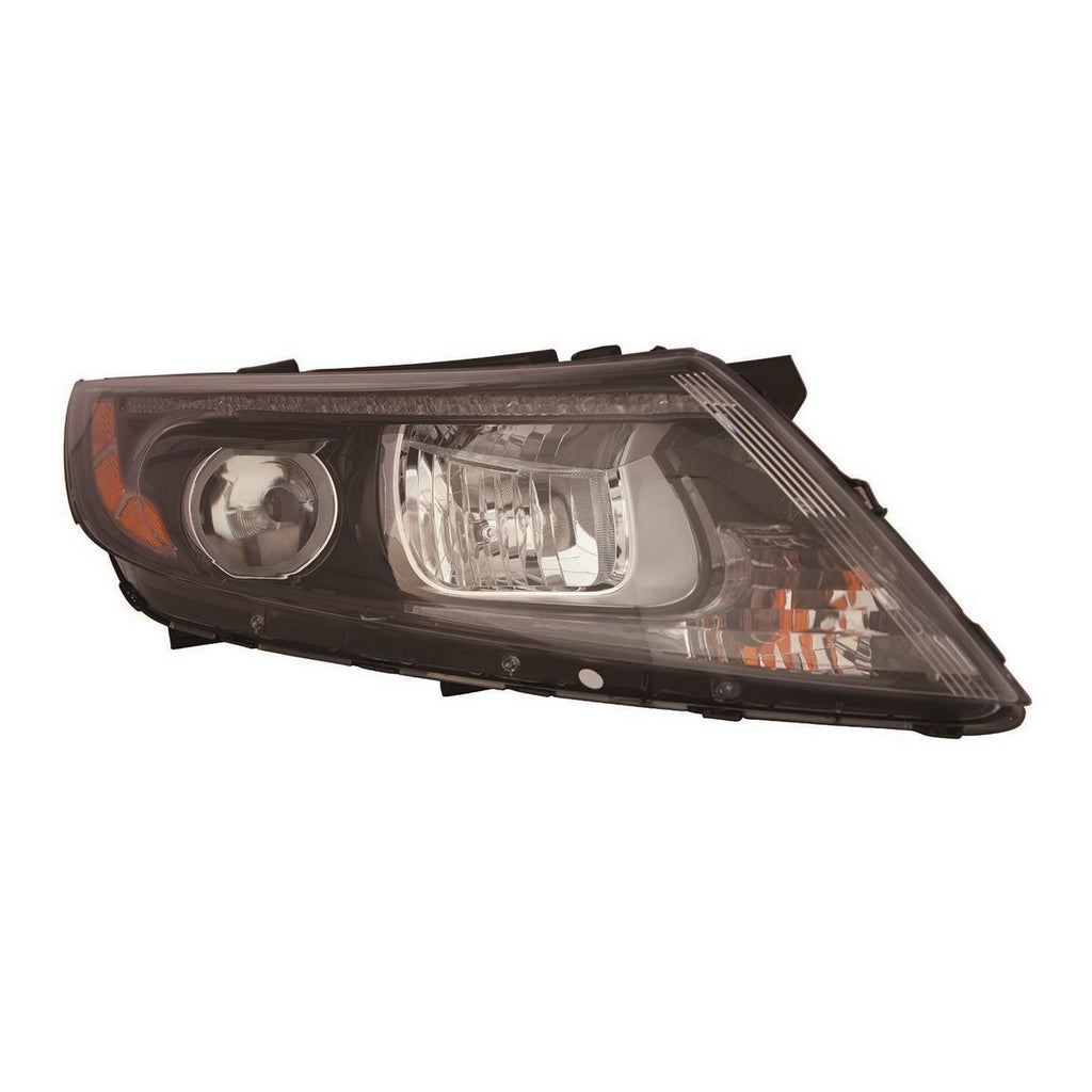 HEAD LAMP RH HALOGEN BLACK BEZEL W/LED USA BUILT