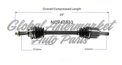 C V AXLE LH 4CYL 1.8L 1.5L 80-3307