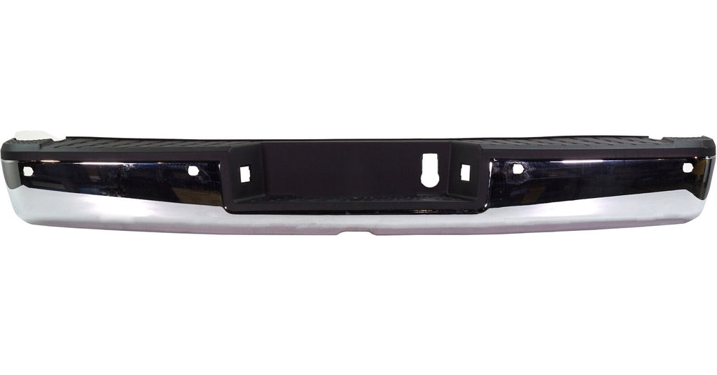 BUMPER RR ASSY CHROME W/BAR/PAD W/TRAILER PLUG CUTOUT / PARK ASSIST SENSOR CAPA