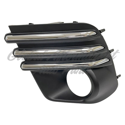 FOG LAMP BEZEL FR LH BLACK W/CHROME MOLDING STRIPS/ROUND HALOGEN FOG LAMPS EXCLUDE WILDERNESS/SPRT