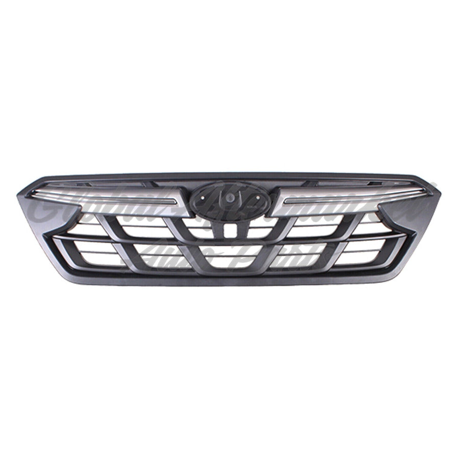 GRILLE FR BLACK W/UPPER ARGENT MOLDING W/CHROME INSERT STRIP W/O EMBLEM FOR 2.5