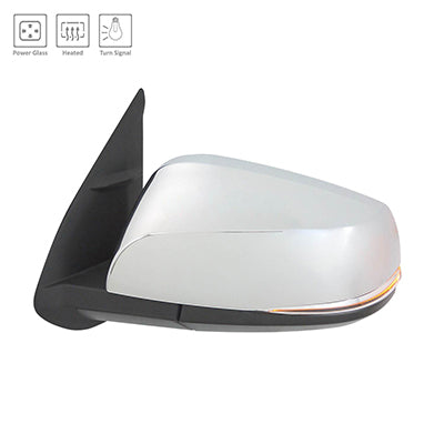 DOOR MIRROR LH POWER HTD CHROME W/SIGNAL W/O BLIND SPOT MANUAL FOLD
