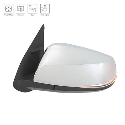 DOOR MIRROR LH POWER HTD CHROME CAP W/SIGNAL/BLIND SPOT/ MANUAL FOLD