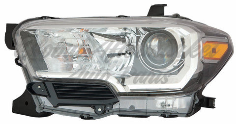 HEAD LAMP LH HALOGEN BLACK/CHROME BEZEL W/O LED DRL HQ