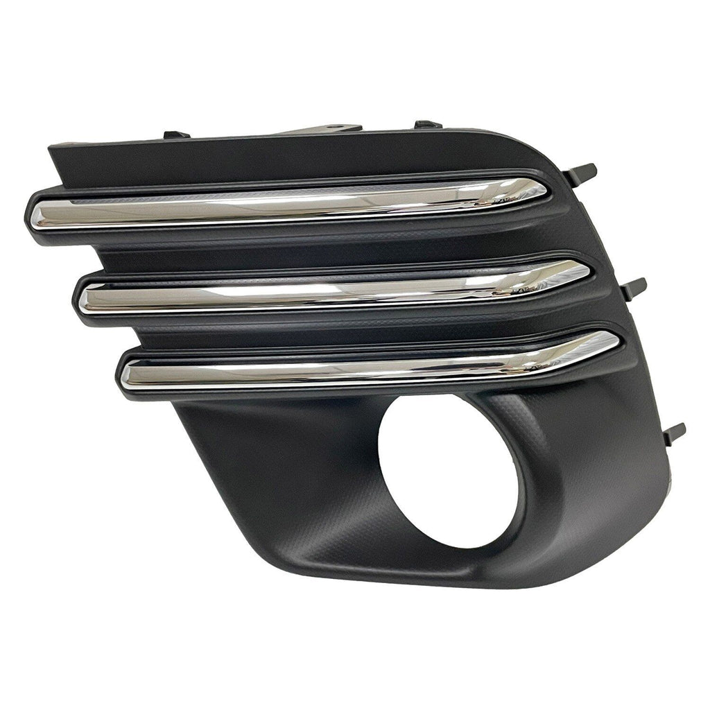 FOG LAMP BEZEL FR LH BLACK W/CHROME MOLDING STRIPS/ROUND HALOGEN FOG LAMPS EXCLUDE WILDERNESS/SPRT