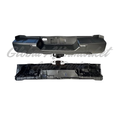 BUMPER RR ASSY BLACK PTM INSERTS / LICENSE LAMPS W/HITCH W/O PARK ASSIST SENSOR / BUMPER COVER ENDS