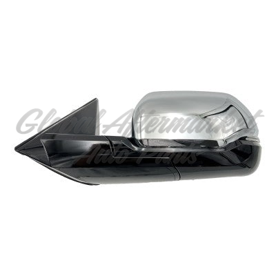 DOOR MIRROR LH CHROME POWER HTD/ LED SIGNAL/BLIND SPOT/POWER FOLDING/MEMORY W/O AUTO DIMMING GLASS