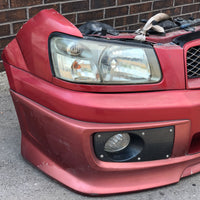 JDM SG5 03-05 Subaru Forester XT STi Front Clip with HID Headlights & Cross Sport Front Lip Carbon FogLight Inserts & Rear Bumper + Lip | Front Nose Cut | Cross Sport, Cross Sport Lip, Forester, freeshipping, Front End Conversion, SG5, STI, Subaru, Turbo | 1998