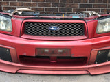 JDM SG5 03-05 Subaru Forester XT STi Front Clip with HID Headlights & Cross Sport Front Lip Carbon FogLight Inserts & Rear Bumper + Lip | Front Nose Cut | Cross Sport, Cross Sport Lip, Forester, freeshipping, Front End Conversion, SG5, STI, Subaru, Turbo | 1998