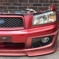 JDM SG5 03-05 Subaru Forester XT STi Front Clip with HID Headlights & Cross Sport Front Lip Carbon FogLight Inserts & Rear Bumper + Lip