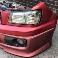 JDM SG5 03-05 Subaru Forester XT STi Front Clip with HID Headlights & Cross Sport Front Lip Carbon FogLight Inserts & Rear Bumper + Lip