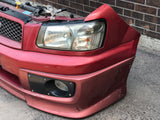 JDM SG5 03-05 Subaru Forester XT STi Front Clip with HID Headlights & Cross Sport Front Lip Carbon FogLight Inserts & Rear Bumper + Lip