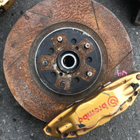 JDM Subaru Impreza WRX STI Gold Front 5X114.3 Brembo Brake Calipers V9 Hubs EJ