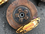 JDM Subaru Impreza WRX STI Gold Front 5X114.3 Brembo Brake Calipers V9 Hubs EJ