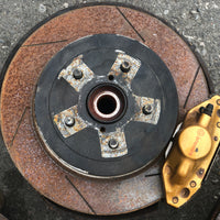 JDM Subaru Impreza WRX STI Gold Front 5X114.3 Brembo Brake Calipers V9 Hubs EJ