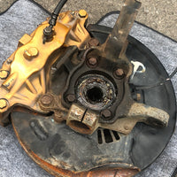 JDM Subaru Impreza WRX STI Gold Front 5X114.3 Brembo Brake Calipers V9 Hubs EJ