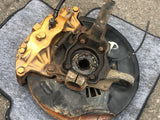 JDM Subaru Impreza WRX STI Gold Front 5X114.3 Brembo Brake Calipers V9 Hubs EJ