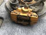 JDM Subaru Impreza WRX STI Gold Front 5X114.3 Brembo Brake Calipers V9 Hubs EJ