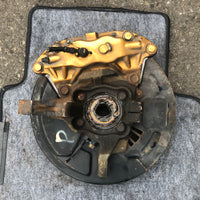 JDM Subaru Impreza WRX STI Gold Front 5X114.3 Brembo Brake Calipers V9 Hubs EJ