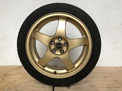 JDM 17" SUBARU RAYS 17x7JJ +55 5x100 RIMS GOLD FORGED MONOBLOCK GC8 RA 215/45 RZ17