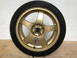 JDM 17" SUBARU RAYS 17x7JJ +55 5x100 RIMS GOLD FORGED MONOBLOCK GC8 RA 215/45 RZ17