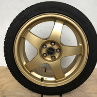 JDM 17" SUBARU RAYS 17x7JJ +55 5x100 RIMS GOLD FORGED MONOBLOCK GC8 RA 215/45 RZ17