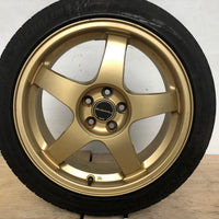 JDM 17" SUBARU RAYS 17x7JJ +55 5x100 RIMS GOLD FORGED MONOBLOCK GC8 RA 215/45 RZ17