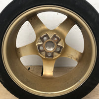 JDM 17" SUBARU RAYS 17x7JJ +55 5x100 RIMS GOLD FORGED MONOBLOCK GC8 RA 215/45 RZ17