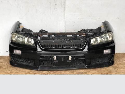 JDM Nissan Skyline R34 GT HR34 ER34 Sedan Front Nose Cut Conversion Xenon Headlights, Front Bumper Hood Etc.