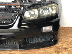 JDM Nissan Skyline R34 GT HR34 ER34 Sedan Front Nose Cut Conversion Xenon Headlights, Front Bumper Hood Etc.