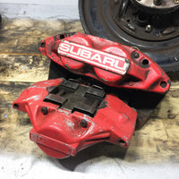 JDM OEM 02-07 Subaru Impreza WRX / 03-05 Forester XT Front & Rear Brake Calipers 4 & 2 Pot W/ Rear Spindle Hub Knuckles LH & RH | Calipers | 2 pot, 4 pot, Calipers, Forester XT, Impreza, Red Four pot, sti brakes, Subaru, WRX, wrx 2002, wrx 2003, wrx 2004, wrx 2005, WRX STI | 1190