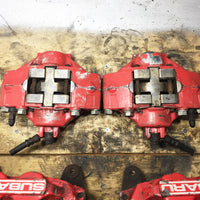 JDM OEM 02-07 Subaru Impreza WRX / 03-05 Forester XT Front & Rear Brake Calipers 4 & 2 Pot W/ Rear Spindle Hub Knuckles LH & RH | Calipers | 2 pot, 4 pot, Calipers, Forester XT, Impreza, Red Four pot, sti brakes, Subaru, WRX, wrx 2002, wrx 2003, wrx 2004, wrx 2005, WRX STI | 1190