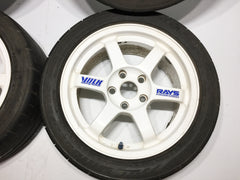 RAYS VOLK RACING 5X114.3 16X8 / 16X7 JJ OFFSET (+33 Fronts)(+38 Rears) POTENZA RE-11 BridgeStone Tires 205/45r16 83W