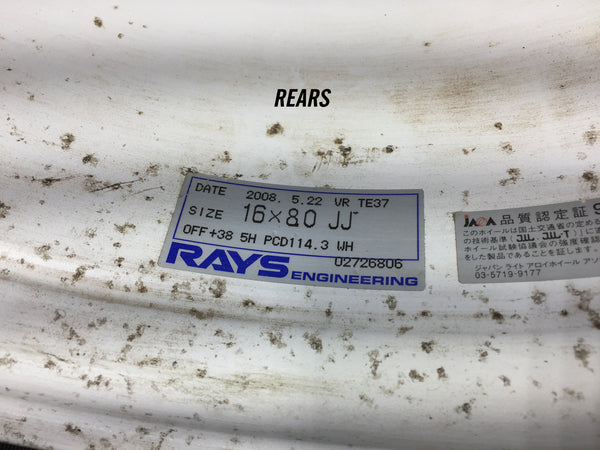 RAYS VOLK RACING 5X114.3 16X8 / 16X7 JJ OFFSET (+33 Fronts)(+38 Rears) POTENZA RE-11 BridgeStone Tires 205/45r16 83W