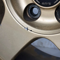 JDM 17" SUBARU RAYS 17x7JJ +55 5x100 RIMS GOLD FORGED MONOBLOCK GC8 RA