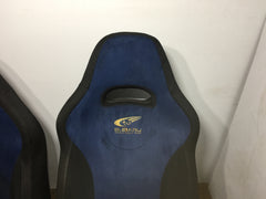 JDM 04-05 Subaru Impreza WRX STi V8 OEM Front Blue Suede Seats / 1993-2007