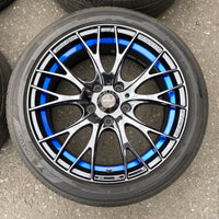 WedsSport SA-20R Wheels Rims - 215/45 R17  -  17x7.5 / 5x114 / +45 Offset Blue Ring | 17x7.5, 5x114.3, freeshipping, wedssport | 2153