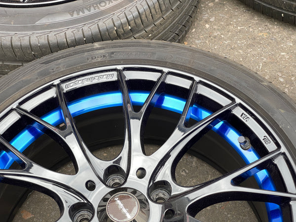 WedsSport SA-20R Wheels Rims - 215/45 R17  -  17x7.5 / 5x114 / +45 Offset Blue Ring