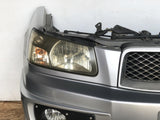 JDM SG5 03-05 Subaru Forester XT STi Front Clip with HID Headlights & Cross Sport Front Carbon Lip Sideskirt with Spats