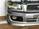 JDM SG5 03-05 Subaru Forester XT STi Front Clip with HID Headlights & Cross Sport Front Carbon Lip Sideskirt with Spats