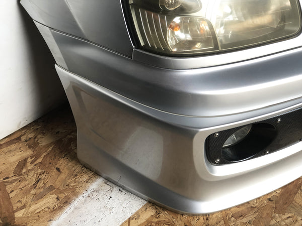 JDM SG5 03-05 Subaru Forester XT STi Front Clip with HID Headlights & Cross Sport Front Carbon Lip Sideskirt with Spats