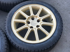 JDM 2005-2007 Subaru WRX STi Authentic Enkei Gold Rims ET53 Wheels 5X114.3 17x8JJ 215/45 R17