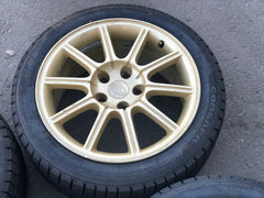 JDM 2005-2007 Subaru WRX STi Authentic Enkei Gold Rims ET53 Wheels 5X114.3 17x8JJ 215/45 R17