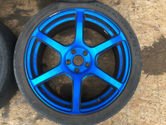 JDM Rays Gram Lights Marine Blue 57C6 Wheels 18x7.5 5x100 Lightweight Rims USED