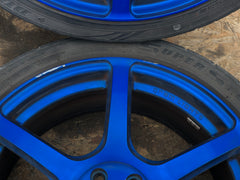 JDM Rays Gram Lights Marine Blue 57C6 Wheels 18x7.5 5x100 Lightweight Rims USED