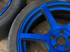 JDM Rays Gram Lights Marine Blue 57C6 Wheels 18x7.5 5x100 Lightweight Rims USED